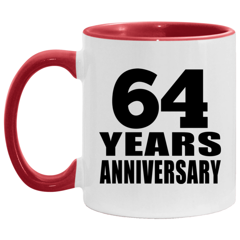 64th Anniversary 64 Years - 11oz Accent Mug Red