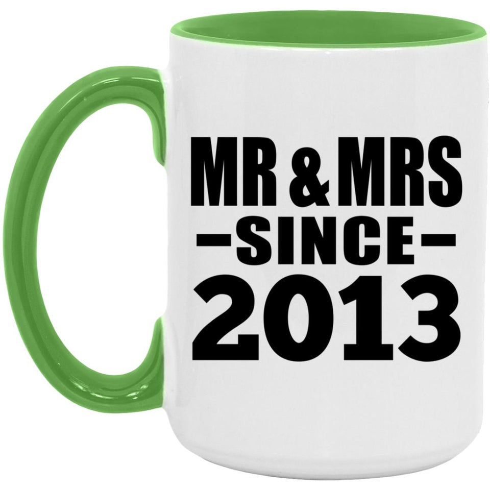 11th Anniversary Mr & Mrs Since 2013 - 15oz Accent Mug Green