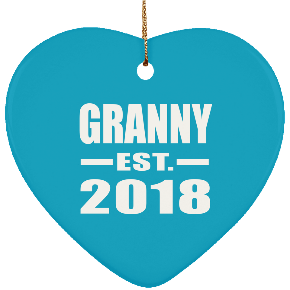 Granny Established EST. 2018 - Heart Ornament