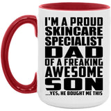 Proud Skincare Specialist Dad Of Awesome Son - 15oz Accent Mug Red