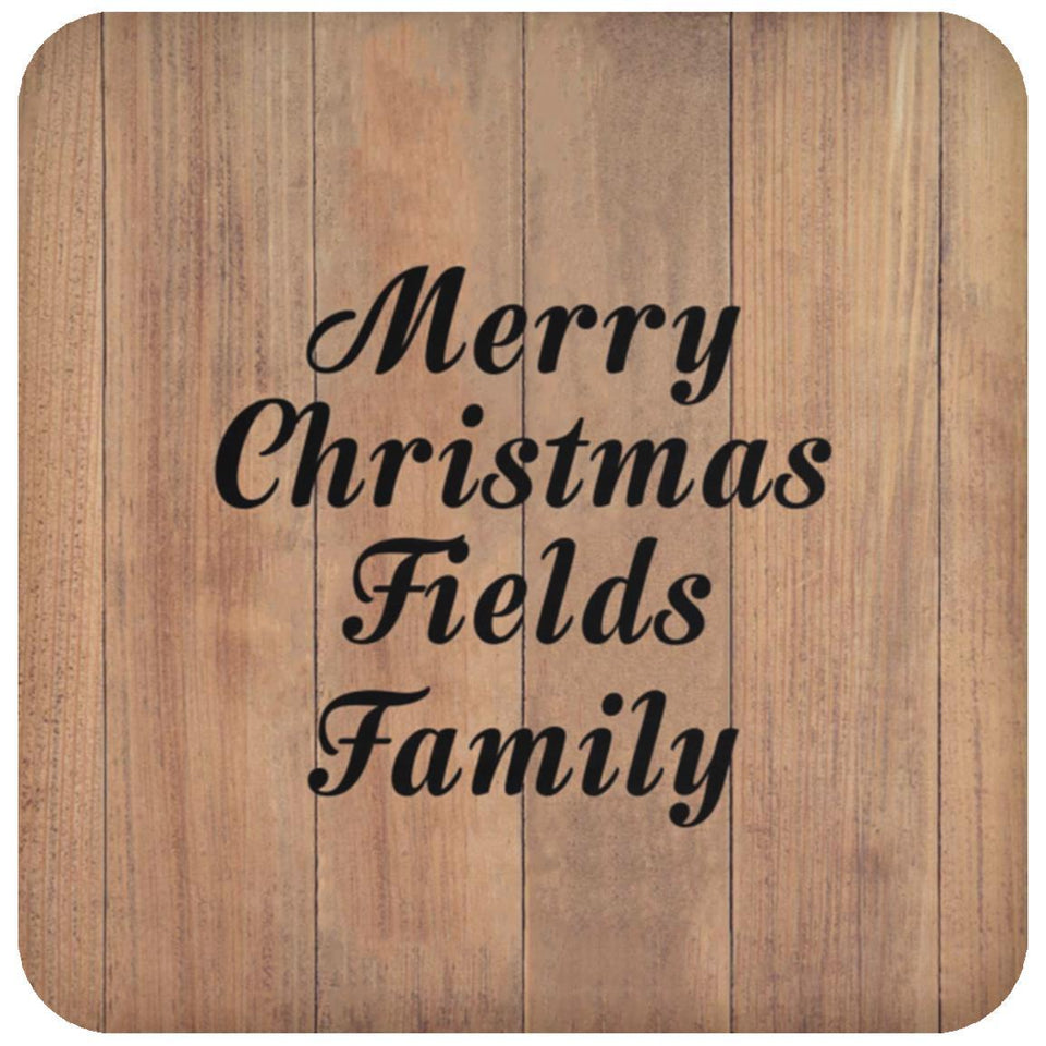 Merry Christmas Fields Family - Drink Coaster C