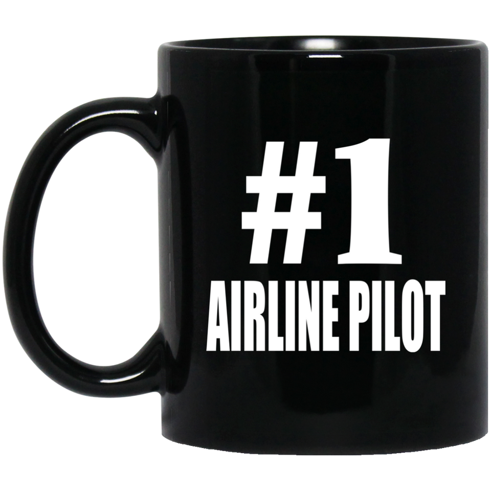 Number One #1 Airline Pilot - 11 Oz Coffee Mug Black