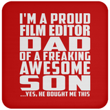 Proud Film Editor Dad Of Awesome Son - Drink Coaster