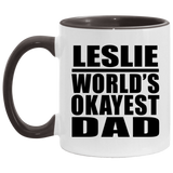 Leslie World's Okayest Dad - 11oz Accent Mug Black