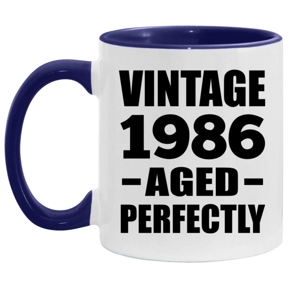 38th Birthday Vintage 1986 Aged Perfectly - 11oz Accent Mug Purple