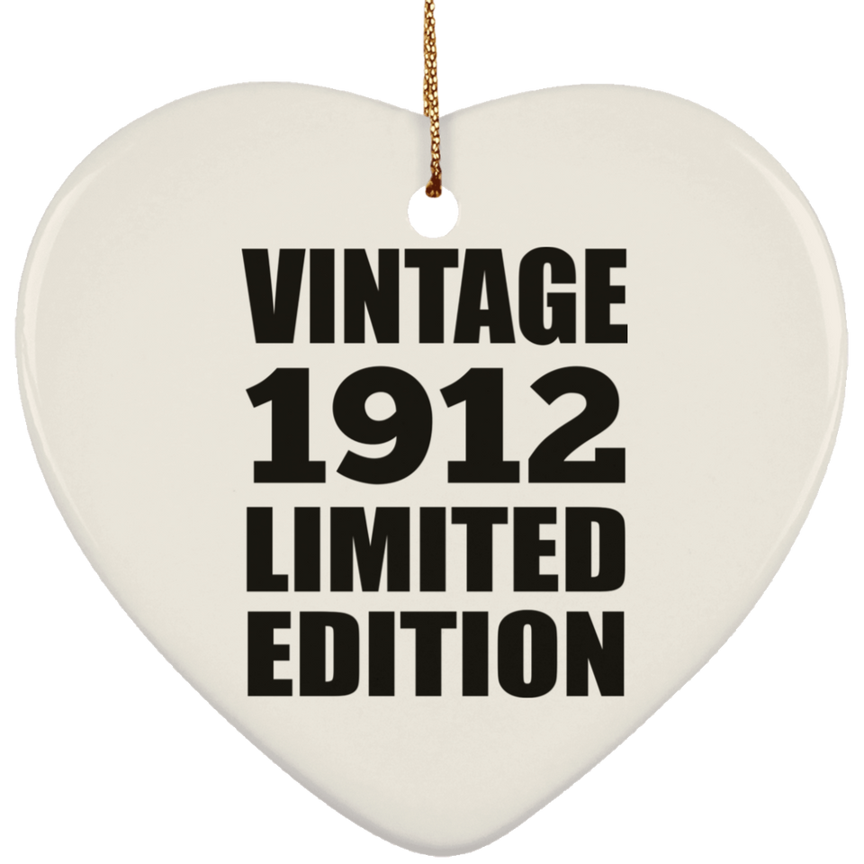 112th Birthday Vintage 1912 Limited Edition - Heart Ornament