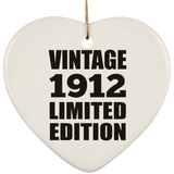 112th Birthday Vintage 1912 Limited Edition - Heart Ornament