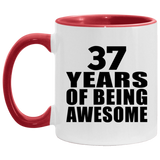 37th Birthday 37 Years Of Being Awesome - 11oz Accent Mug Red