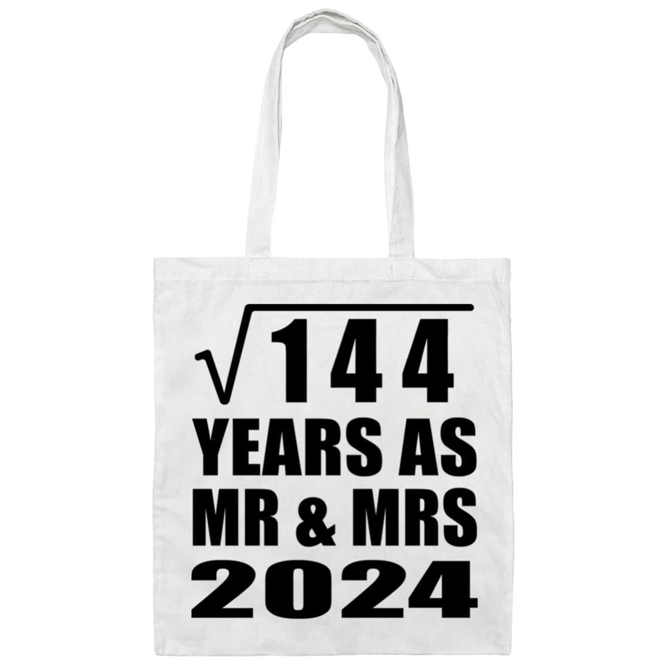 12th Anniversary Square Root of 144 Years As Mr & Mrs 2024 - Tote Bag White