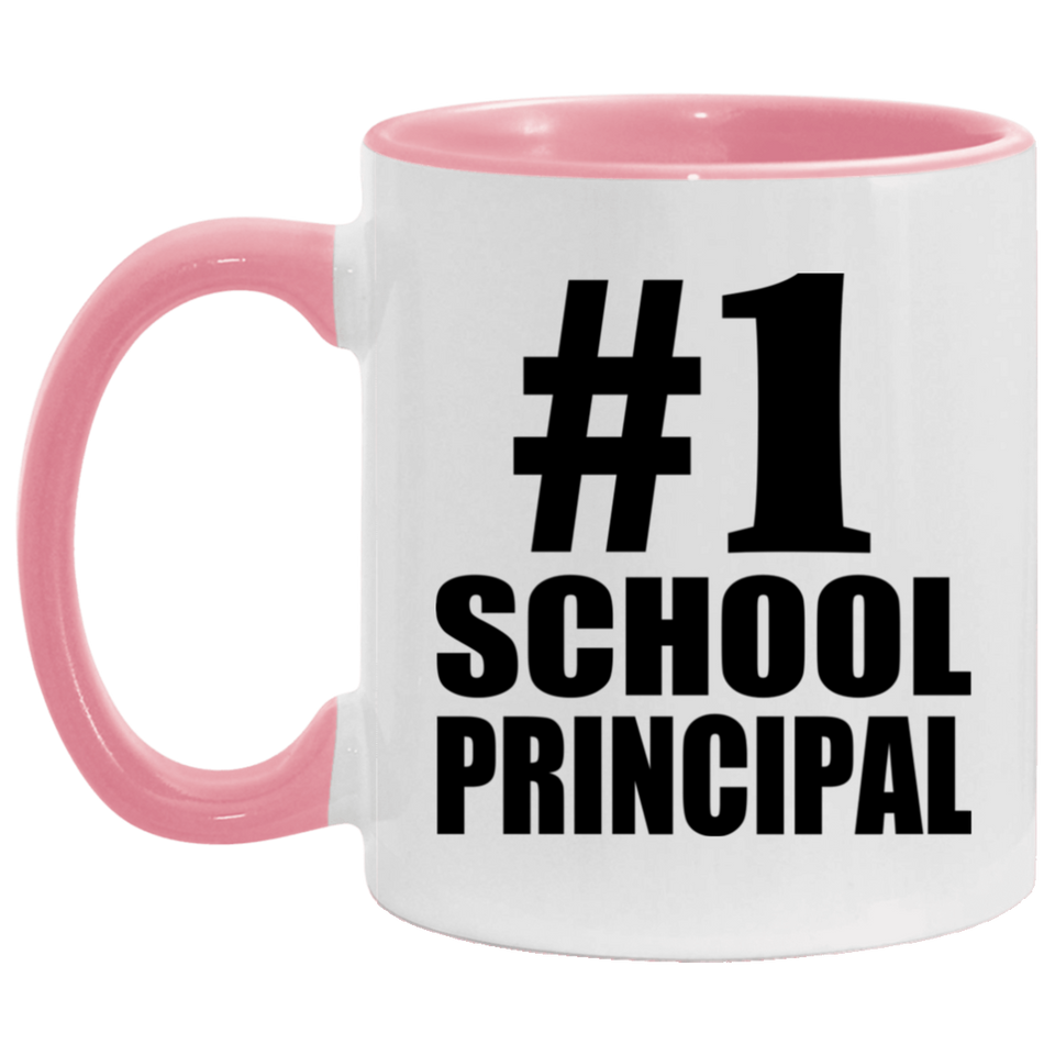 Number One #1 School Principal - 11oz Accent Mug Pink