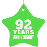 92nd Anniversary 92 Years - Star Ornament