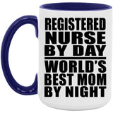 Registered Nurse By Day World's Best Mom By Night - 15oz Accent Mug Purple