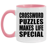 Crossword Puzzles Makes Life Special - 11oz Accent Mug Pink