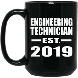 Engineering Technician Established EST. 2019 - 15oz Coffee Mug Black