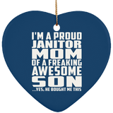 Proud Janitor Mom Of Awesome Son - Heart Ornament