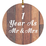 1st Anniversary 1 Year As Mr & Mrs - Circle Ornament E
