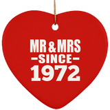 52nd Anniversary Mr & Mrs Since 1972 - Heart Ornament