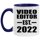 Video Editor Established Est. 2022 - 11oz Accent Mug Purple
