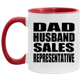 Dad Husband Sales Representative - 11oz Accent Mug Red