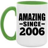 18th Birthday Amazing Since 2006 - 15oz Accent Mug Green