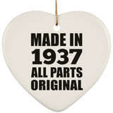 87th Birthday Made in 1937 All Parts Original - Heart Ornament