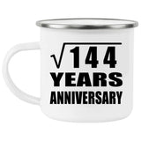 12th Anniversary Square Root of 144 Years Anniversary - 12oz Camping Mug