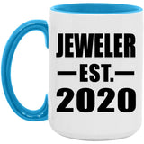 Jeweler Established EST. 2020 - 15oz Accent Mug Blue