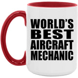 World's Best Aircraft Mechanic - 15oz Accent Mug Red