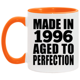 28th Birthday Made In 1996 Aged to Perfection - 11oz Accent Mug Orange