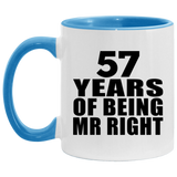 57th Anniversary 57 Years Of Being Mr Right - 11oz Accent Mug Blue