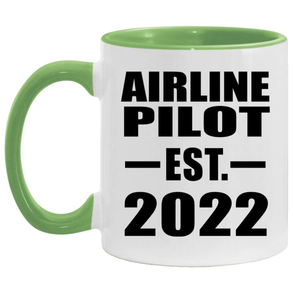 Airline Pilot Established EST. 2022 - 11oz Accent Mug Green