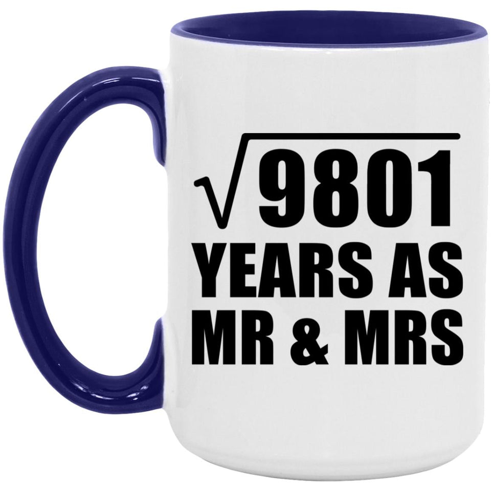 99th Anniversary Square Root of 9801 Years As Mr & Mrs - 15oz Accent Mug Purple
