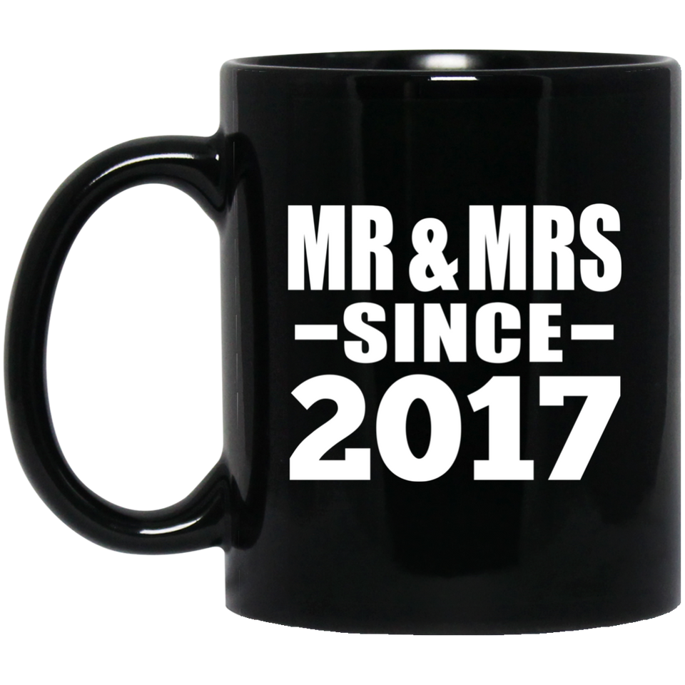 7th Anniversary Mr & Mrs Since 2017 - 11 Oz Coffee Mug Black