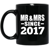 7th Anniversary Mr & Mrs Since 2017 - 11 Oz Coffee Mug Black