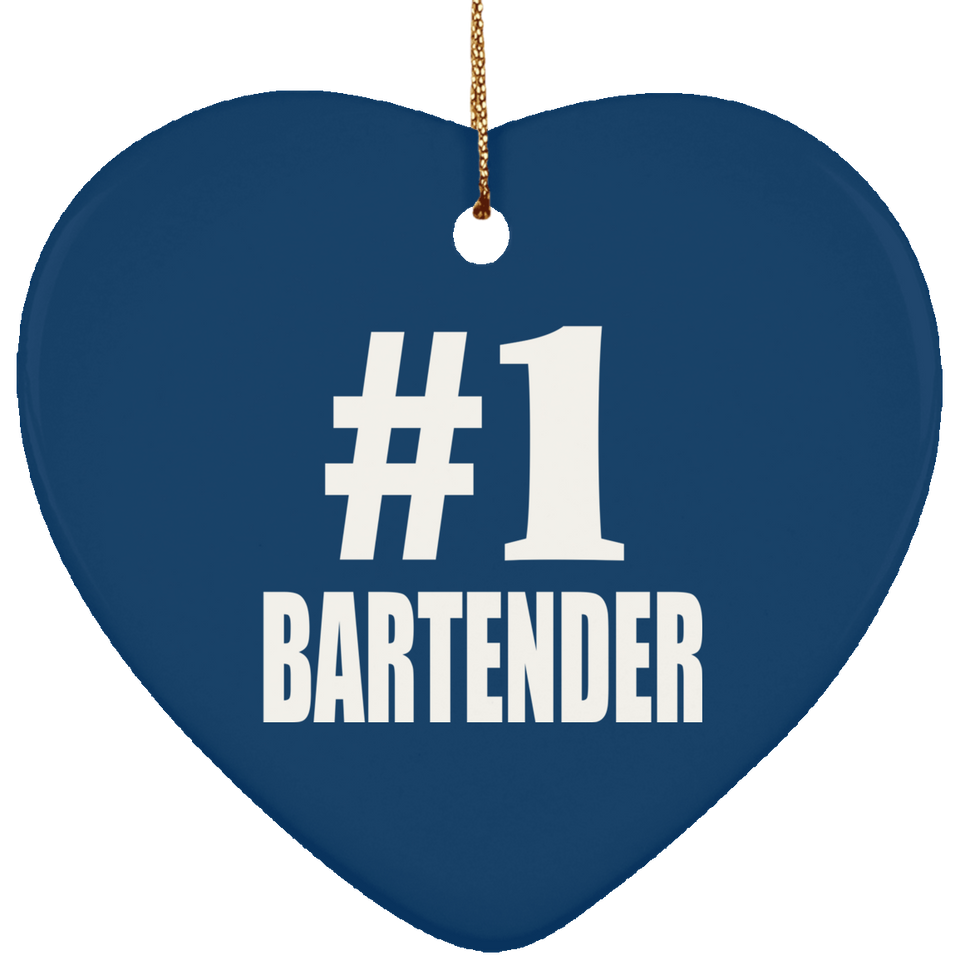 Number One #1 Bartender - Heart Ornament