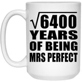 80th Anniversary Square Root of 6400 Years of Mrs Perfect - 15oz Coffee Mug