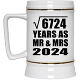 82nd Anniversary Square Root of 6724 Years As Mr & Mrs 2024 - Beer Stein