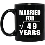 7th Anniversary Married For Square Root of 49 Years - 11oz Coffee Mug Black