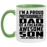 Proud Photojournalist Dad Of Awesome Son - 11oz Accent Mug Green