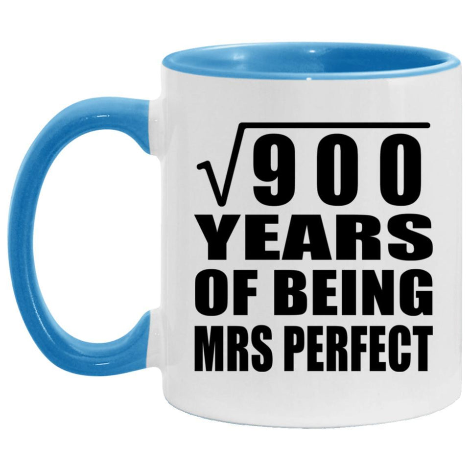 30th Anniversary Square Root of 900 Years of Mrs Perfect - 11oz Accent Mug Blue