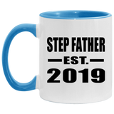 Step Father Established EST. 2019 - 11oz Accent Mug Blue