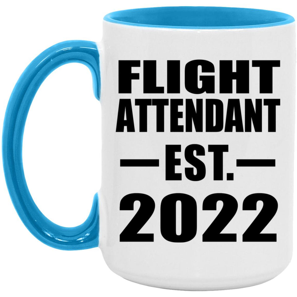 Flight Attendant Established EST. 2022 - 15oz Accent Mug Blue