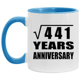 21st Anniversary Square Root of 441 Years Anniversary - 11oz Accent Mug Blue