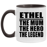 Ethel The Mum The Hero The Legend - 11oz Accent Mug Black
