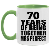 70th Anniversary 70 Years Of Being Mrs Perfect - 11oz Accent Mug Green