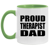 Proud Therapist Dad - 11oz Accent Mug Green