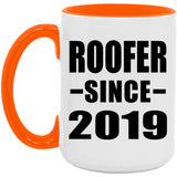 Roofer Since 2019 - 15oz Accent Mug Orange