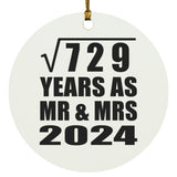 27th Anniversary Square Root of 729 Years As Mr & Mrs 2024 - Circle Ornament