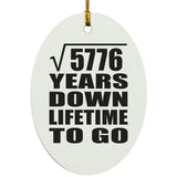 76th Anniversary Square Root of 5776 Years Lifetime To Go - Oval Ornament