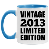 11th Birthday Vintage 2013 Limited Edition - 11oz Accent Mug Blue